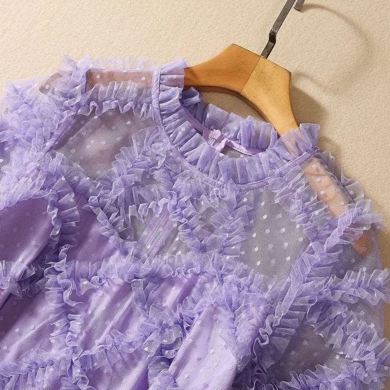 Women's Lace Dot Mesh Swing Dress