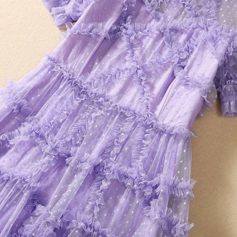 Women's Lace Dot Mesh Swing Dress