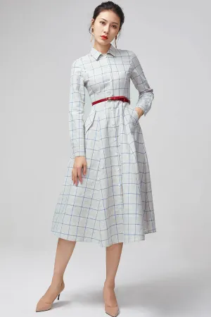 Women's midi dress, Swing shirt dress 2216#