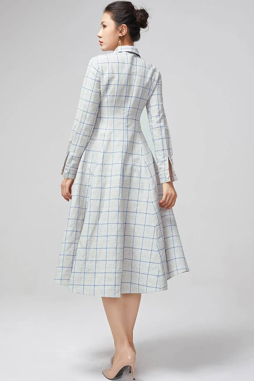 Women's midi dress, Swing shirt dress 2216#