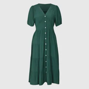 Women's Solid Color Short Sleeve Summer Dress