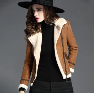 Women's Winter Casual Thick Faux Sheepskin Coat With Pockets