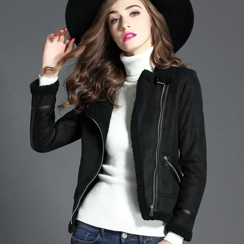 Women's Winter Casual Thick Faux Sheepskin Coat With Pockets