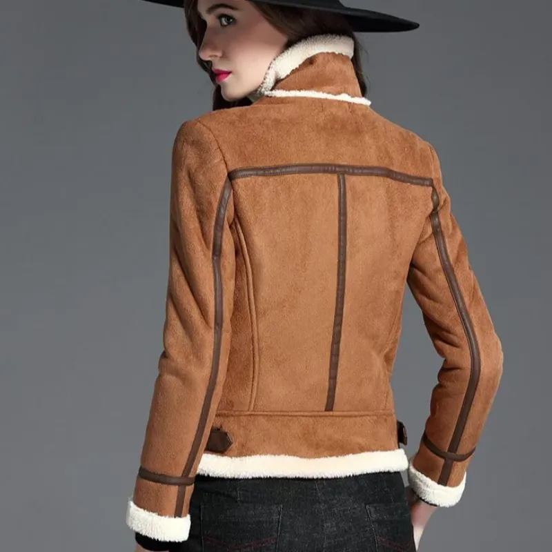 Women's Winter Casual Thick Faux Sheepskin Coat With Pockets
