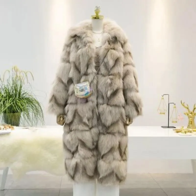 Women's Winter Casual Thick Slim Fox Fur Long Parka