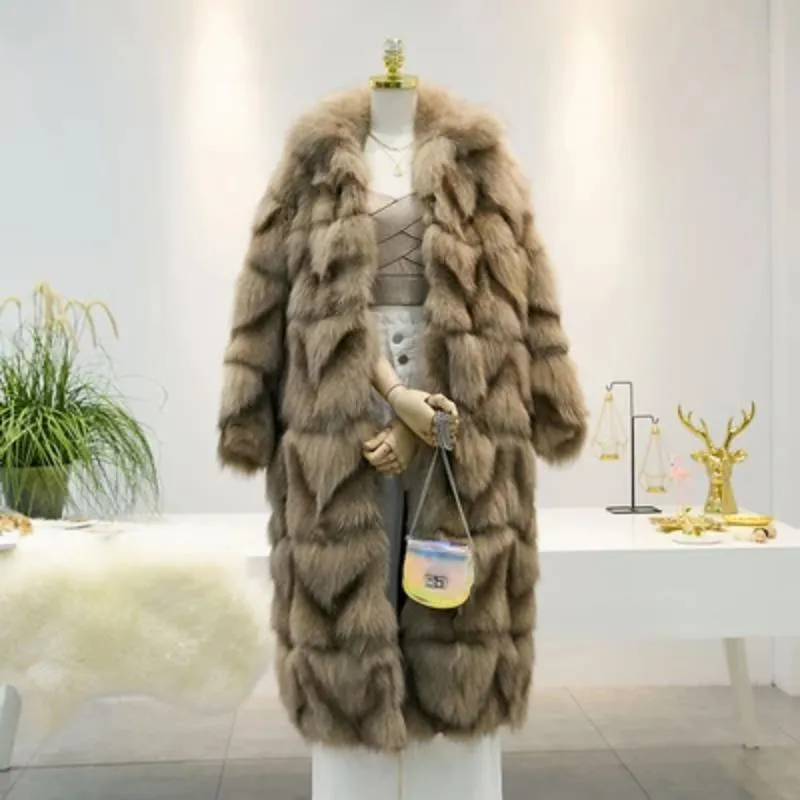 Women's Winter Casual Thick Slim Fox Fur Long Parka