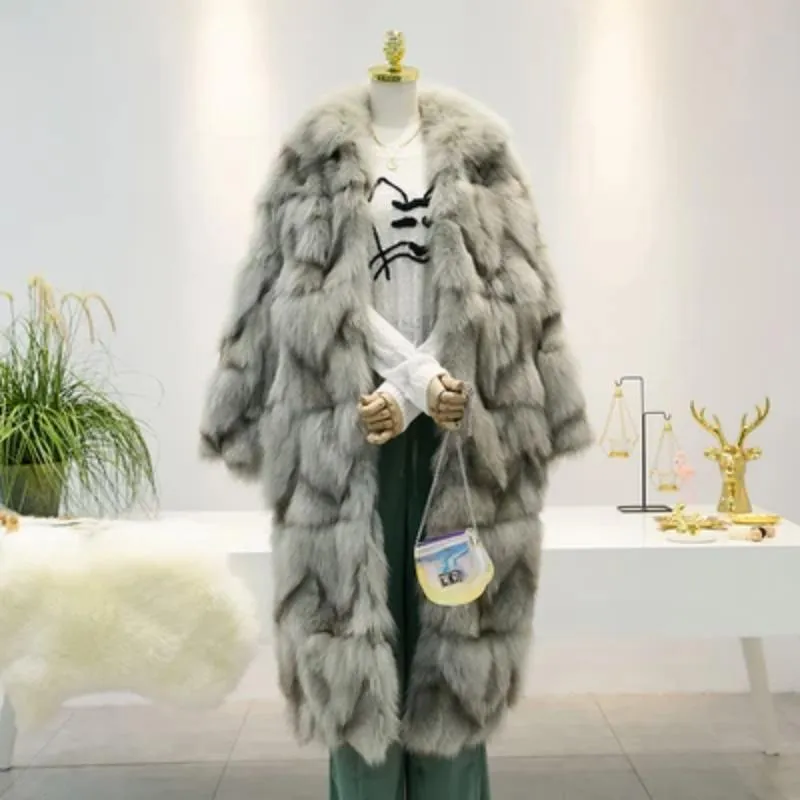 Women's Winter Casual Thick Slim Fox Fur Long Parka