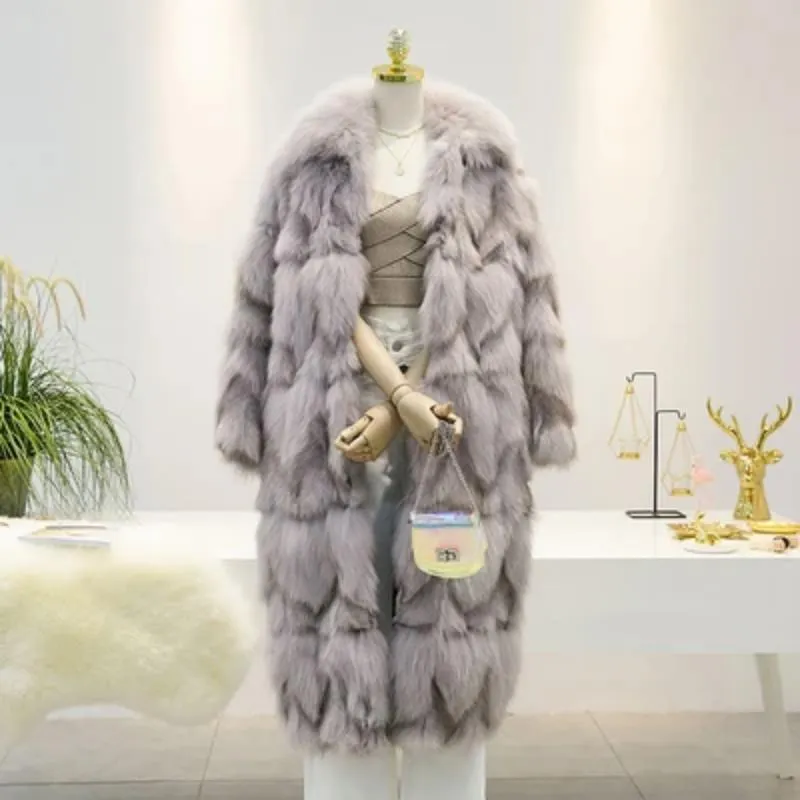 Women's Winter Casual Thick Slim Fox Fur Long Parka