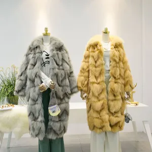 Women's Winter Casual Thick Slim Fox Fur Long Parka