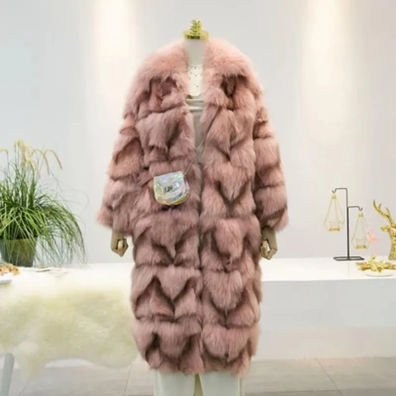 Women's Winter Casual Thick Slim Fox Fur Long Parka