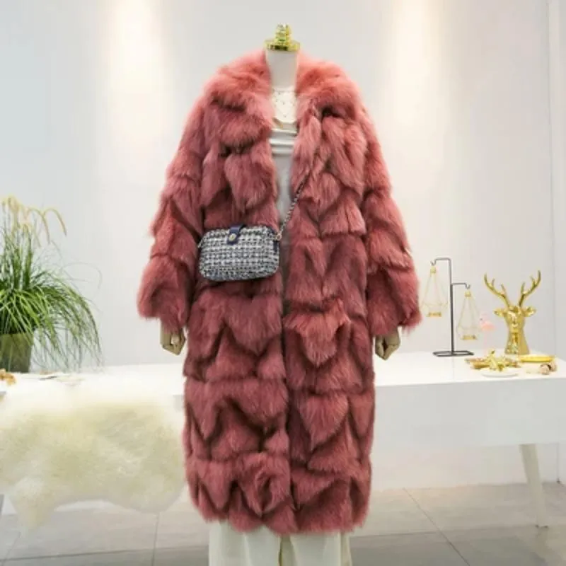Women's Winter Casual Thick Slim Fox Fur Long Parka
