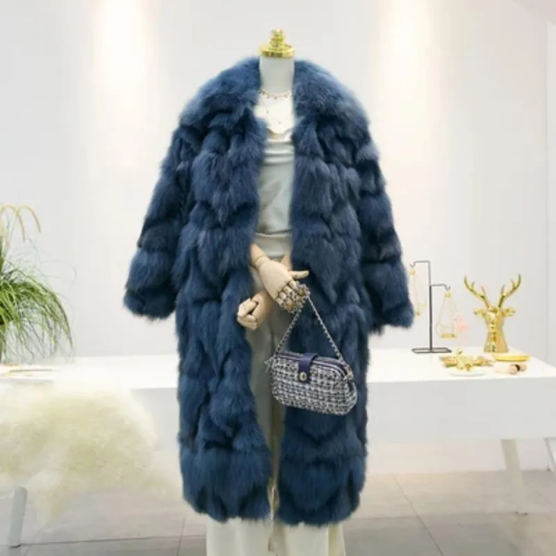 Women's Winter Casual Thick Slim Fox Fur Long Parka