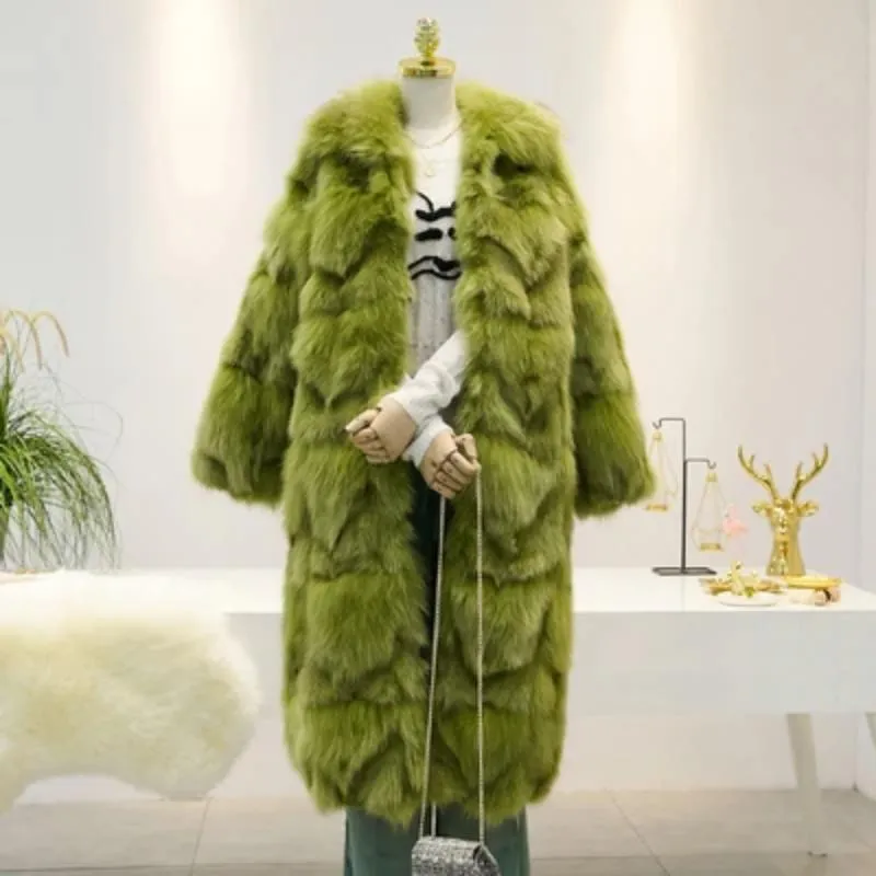 Women's Winter Casual Thick Slim Fox Fur Long Parka