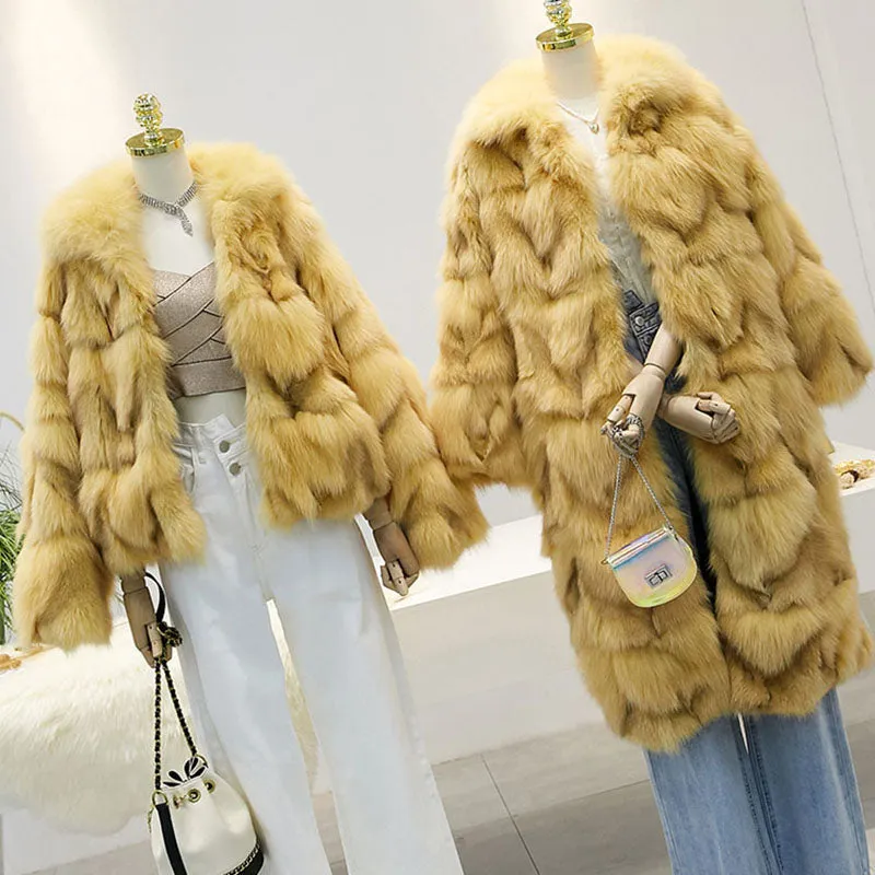 Women's Winter Casual Thick Slim Fox Fur Long Parka