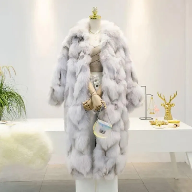 Women's Winter Casual Thick Slim Fox Fur Long Parka