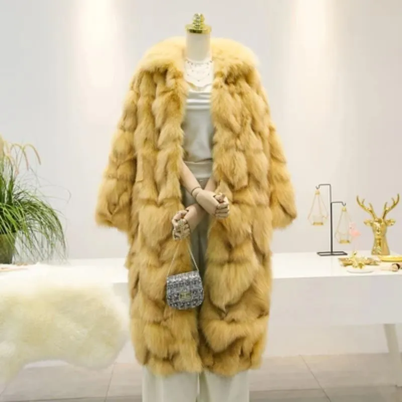 Women's Winter Casual Thick Slim Fox Fur Long Parka